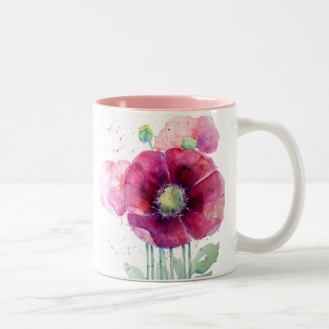 Caneca De Café Em Dois Tons Papoilas cor-de-rosa (Direita)