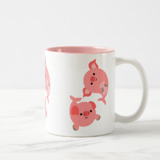 Caneca De Café Em Dois Tons Par bonito de cartoons de porcos