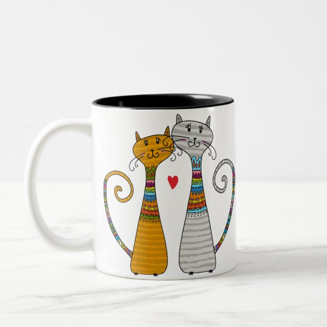 Caneca De Café Em Dois Tons Par de Gato no Amor - Mug (Esquerda)