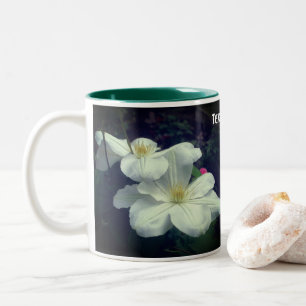 Caneca De Café Em Dois Tons Par Flor Branco Clematis Personalizado