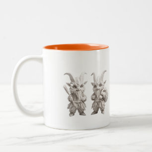 Caneca De Café Em Dois Tons Par Krampus Chibi em Origami em Caneca Branca