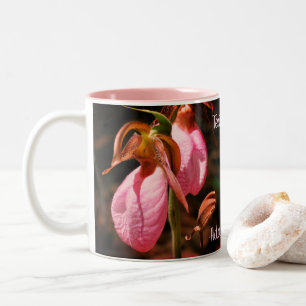 Caneca De Café Em Dois Tons Par Orquídea Cinzenta Rosa Slipper Personalizado