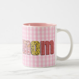 Caneca De Café Em Dois Tons Para a mãe (texto colado de retalhos)