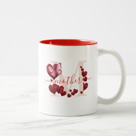 Caneca De Café Em Dois Tons Para a Mamãe Buquê de Folhas em Forma de Coração B