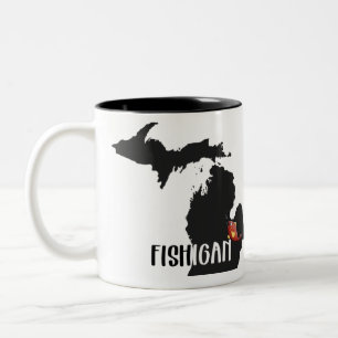Caneca De Café Em Dois Tons para o pescador de Michigan