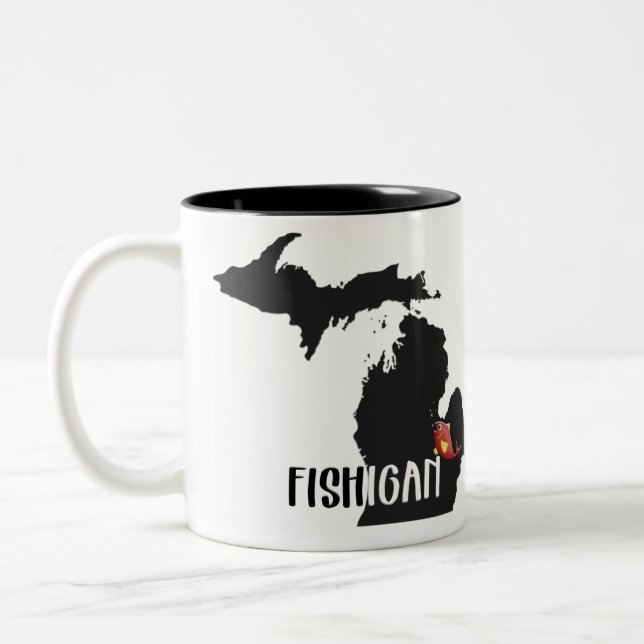Caneca De Café Em Dois Tons para o pescador Michigan (Esquerda)