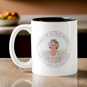 Caneca De Café Em Dois Tons Para Sempre Em Nossos Corações Foto Elegante Memor