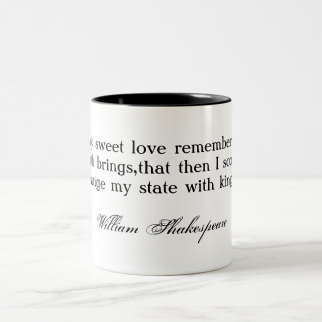 Caneca De Café Em Dois Tons Para thy remember'd doce… Shakespeare do amor (Centro)