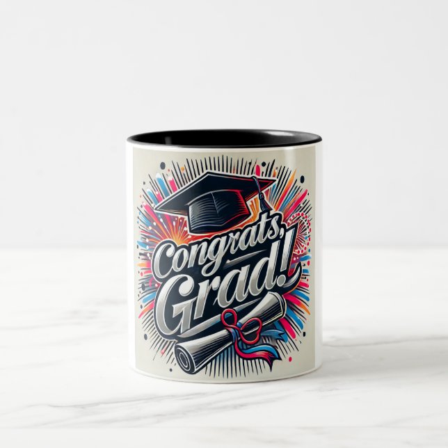 Caneca De Café Em Dois Tons Parabéns Formando Mug | Celebração de Graduação (Centro)