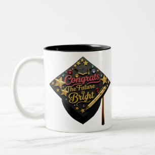 Caneca De Café Em Dois Tons Parabéns Mug de Graduação - O Futuro está Brilhant