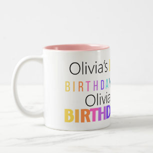 Caneca De Café Em Dois Tons Parabéns pela tipografia colorida