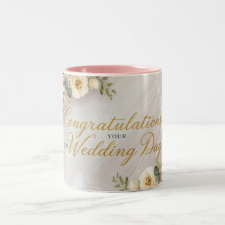 Caneca De Café Em Dois Tons Parabéns pelo seu dia de casamento