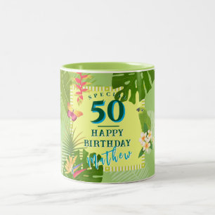 Caneca De Café Em Dois Tons Paraíso Tropical Aniversário Anual