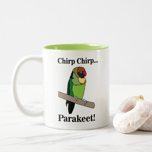 Caneca De Café Em Dois Tons Parakeet Bird  (Com Donut)