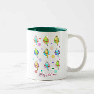 Caneca De Café Em Dois Tons Parakeets & teste padrão de bolinhas