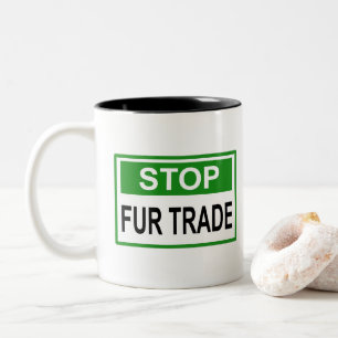 Caneca De Café Em Dois Tons Parar Sinal de Comércio de Pele Verde