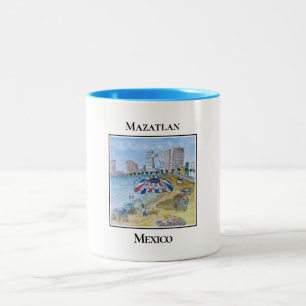 Caneca De Café Em Dois Tons Parasailing Sobre a Linha do Horizonte de Mazatlán