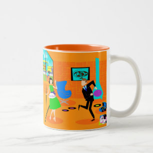 Caneca De Café Em Dois Tons Parceiro Retro Feliz