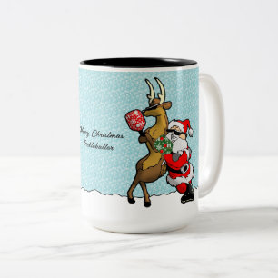 Caneca De Café Em Dois Tons Parceiros Pickleball Papais noeis e Reindeer Sleig