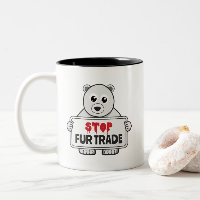 Caneca De Café Em Dois Tons Pare de trocar pelo urso polar triste (Com Donut)