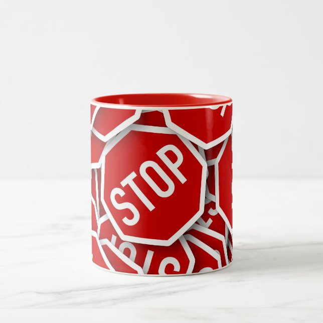 Caneca De Café Em Dois Tons Pare o sinal (Centro)