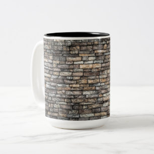 Caneca De Café Em Dois Tons Parede de Pedra da cinza