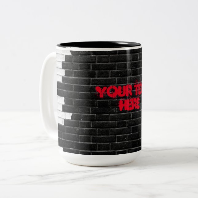 Caneca De Café Em Dois Tons Parede Preta e Branca Personalizada (Frente Esquerda)