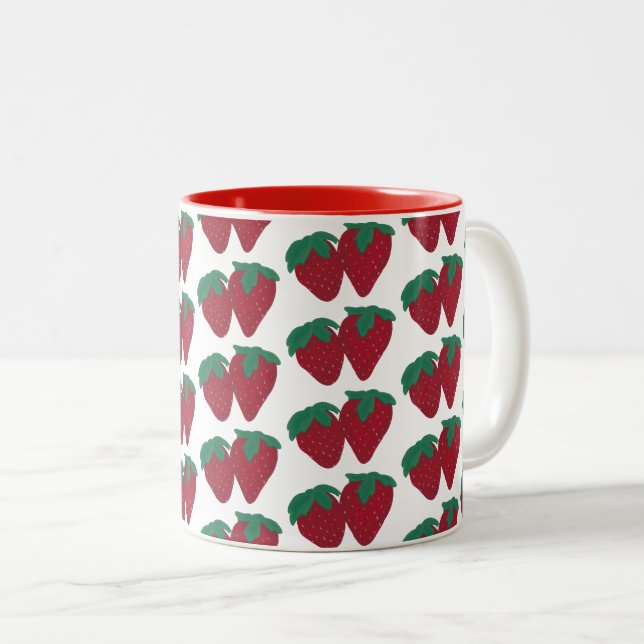 Caneca De Café Em Dois Tons Pares de morangos Frutas (Frente Esquerda)