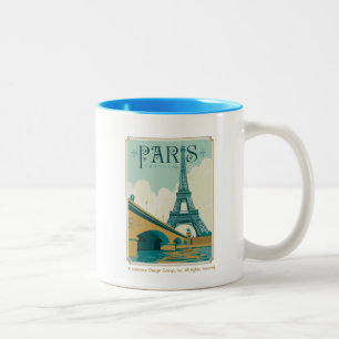 Caneca De Café Em Dois Tons Paris França - Torre Eiffel