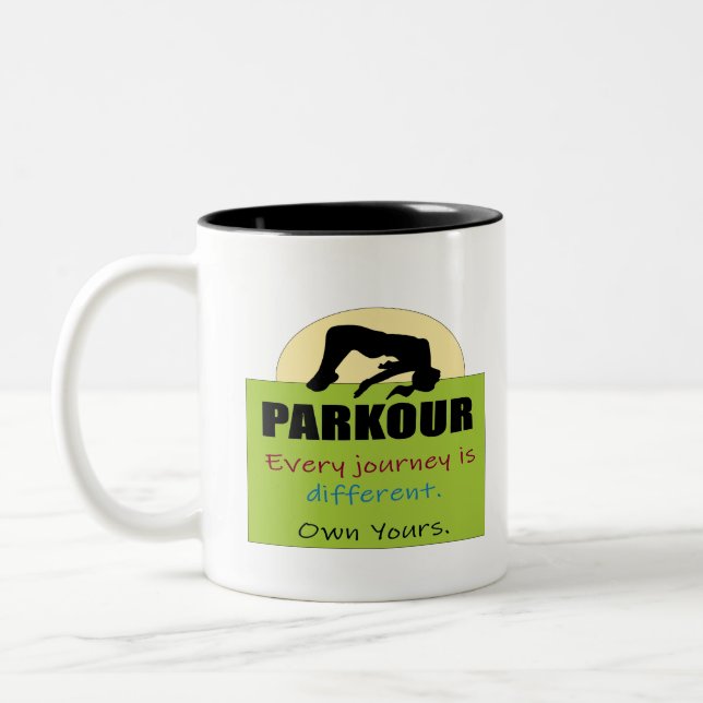 Caneca De Café Em Dois Tons Parkour-each Journey É Diferente Do Seu (Esquerda)