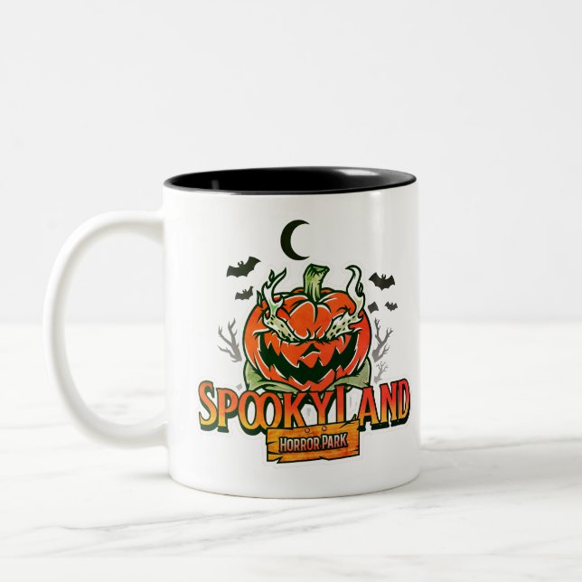 Caneca De Café Em Dois Tons Parque do horror da Terra Spooky (Esquerda)