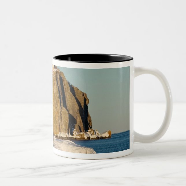 Caneca De Café Em Dois Tons Parque Estadual Farol Split Rock no Lago (Direita)