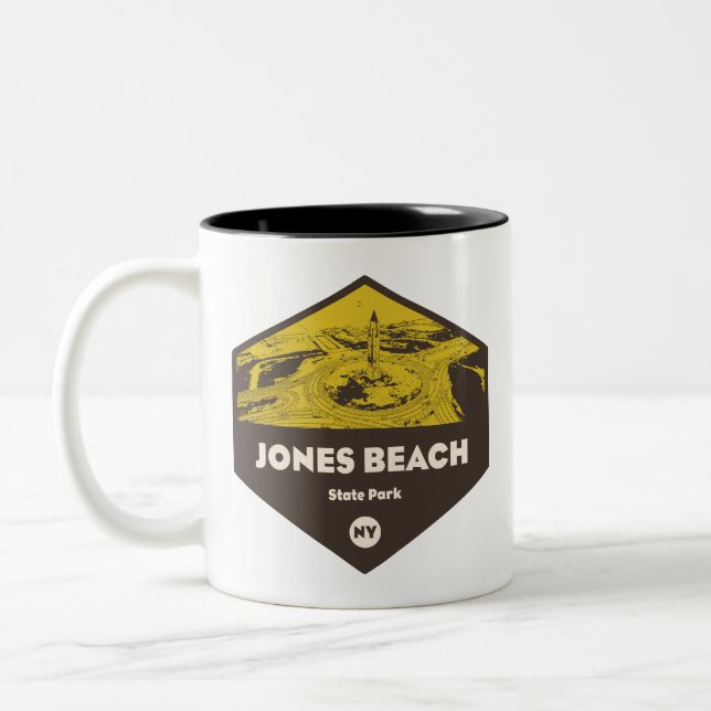 Caneca De Café Em Dois Tons Parque Estadual Jones Beach Nova York (Esquerda)