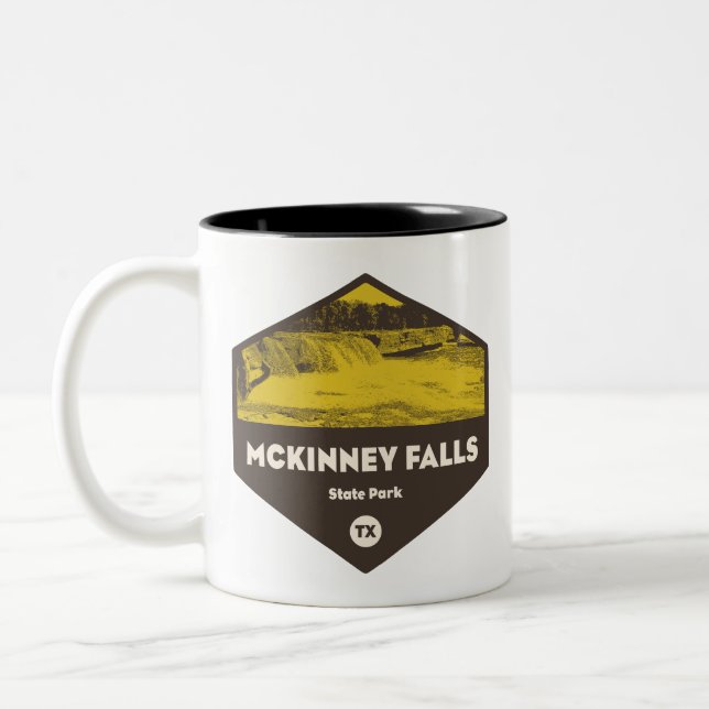 Caneca De Café Em Dois Tons Parque Estadual McKinney Falls Texas (Esquerda)