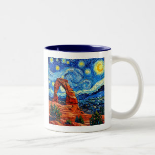 Caneca De Café Em Dois Tons Parque Nacional Arches Noite Estrelada