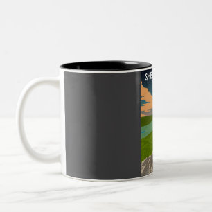 Caneca De Café Em Dois Tons Parque Nacional de Shenandoah na Noite de Vintage