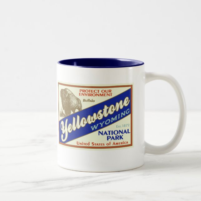 Caneca De Café Em Dois Tons Parque nacional de Yellowstone (búfalo) (Direita)