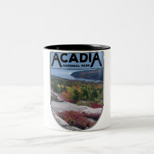 Caneca De Café Em Dois Tons Parque Nacional do Maine Island Retro Vintage Acad