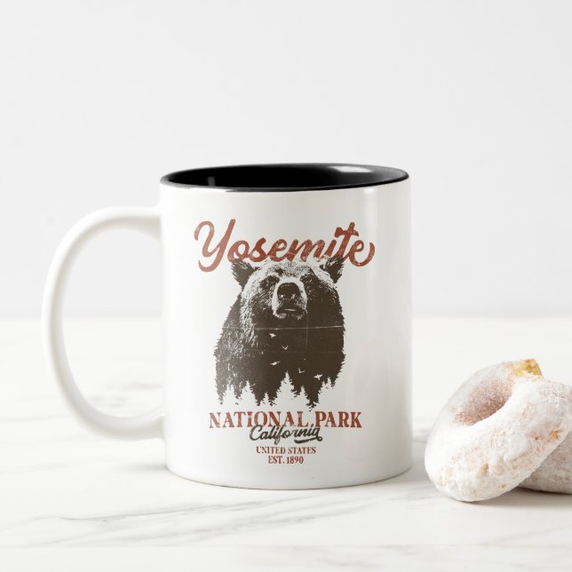Caneca De Café Em Dois Tons Parque Nacional do Yosemite Grizzly Bear Californi (Com Donut)