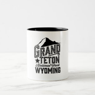 Caneca De Café Em Dois Tons Parque Nacional Grand Teton, Wyoming Cartaz vintag