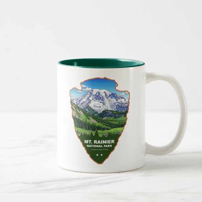 Caneca De Café Em Dois Tons Parque Nacional Mt. Rainier Arrowhead (Direita)