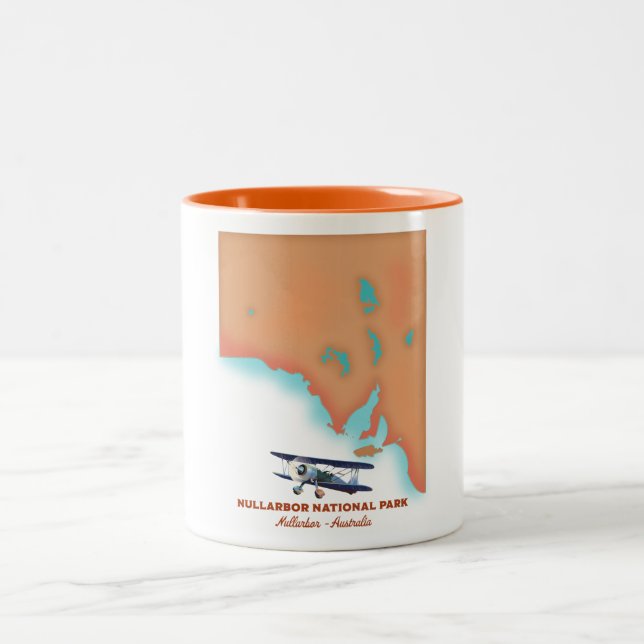 Caneca De Café Em Dois Tons Parque Nacional Nullarbor Austrália mapa (Centro)