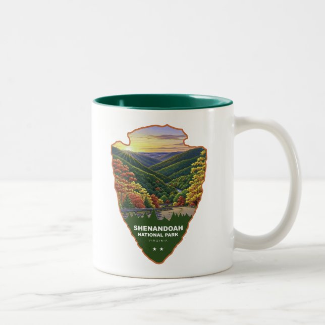 Caneca De Café Em Dois Tons Parque Nacional Shenandoah Arrowhead (Direita)