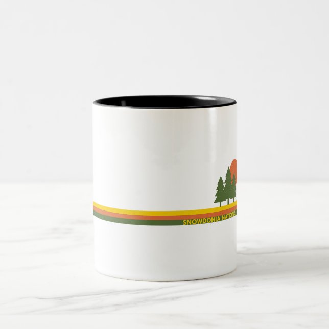 Caneca De Café Em Dois Tons Parque Nacional Snowdonia Pine Trees Sun (Centro)
