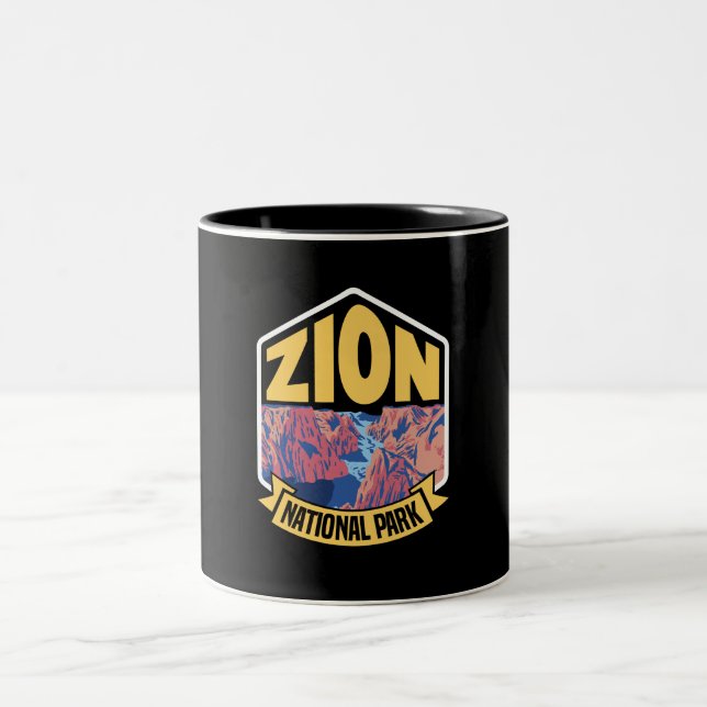 Caneca De Café Em Dois Tons Parque Nacional Zion Utah Retro (Centro)