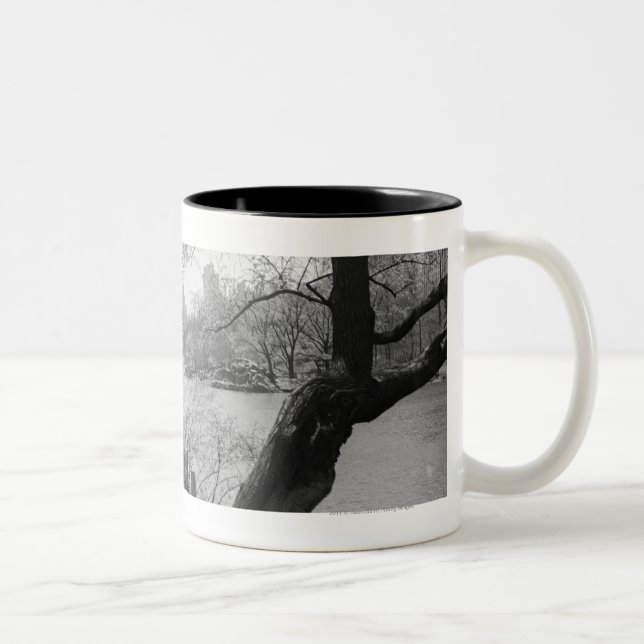 Caneca De Café Em Dois Tons Parque urbano com lago tranquilo (Direita)