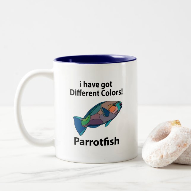 Caneca De Café Em Dois Tons Parrotfish Funny (Com Donut)