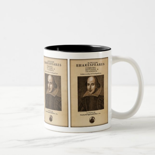 Caneca De Café Em Dois Tons Parte dianteira ao primeiro fólio de Shakespeare (Direita)