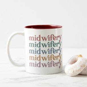 Caneca De Café Em Dois Tons Parteira de Parteira de Parteiras com Retro Vintag