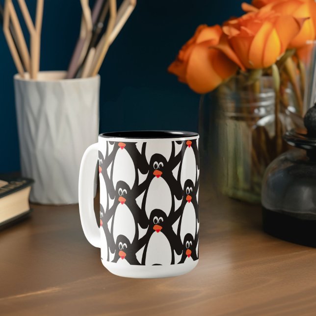 Caneca De Café Em Dois Tons Partido Penguin Morning (Criador carregado)
